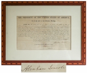 Abraham Lincoln Document Signed as President in 1861, Just Days Before Fort Sumter -- Signed With Lincolns Full Name Abraham Lincoln